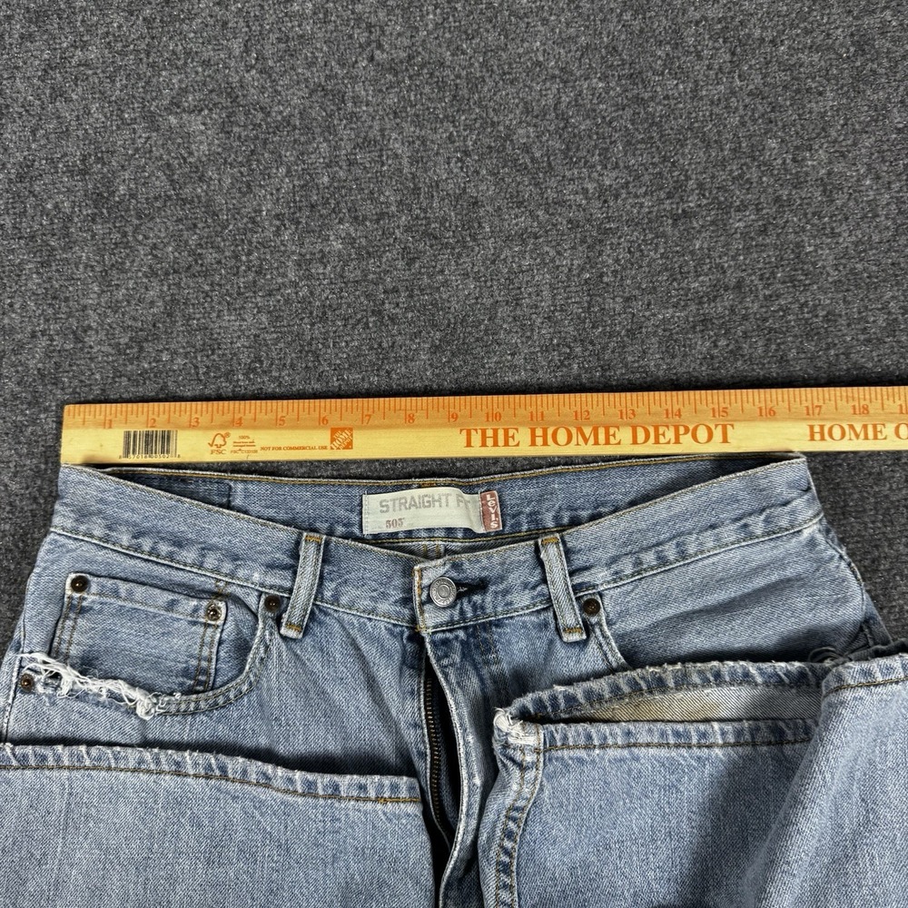 Vintage Levi's 505 Distressed Denim Shorts 34 Light Wash Jorts Streetwear Y2K - Picture 9 of 10